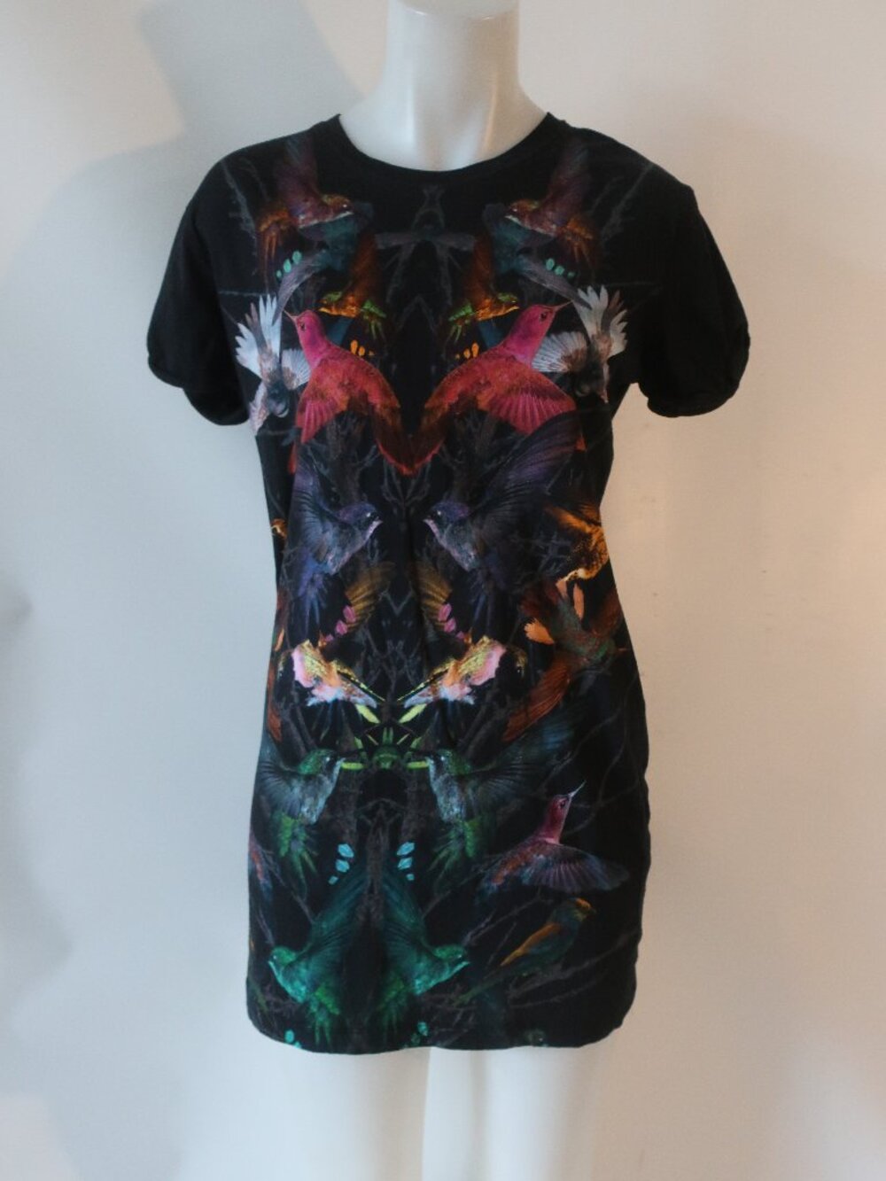 McQ by Alexander McQueen Multi (Item-710) Symmetrica Hummingbird T-Shirt Dress M